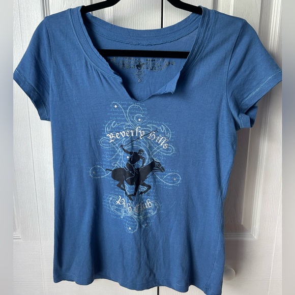 Beverly Hills Polo Club - cute blue top - size medium - excellent condition - Picture 1 of 13